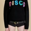 ENGLISH FACTORY Sweaters & Knits | Tops*- Disco Glitter Lettering Sweater BLACK
