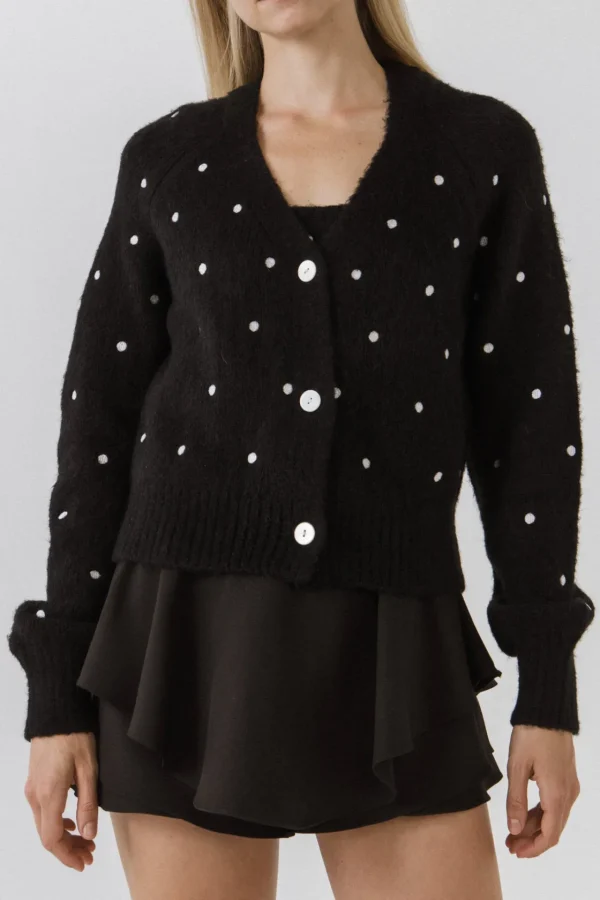 ENGLISH FACTORY Sweaters & Knits*- Dot Embroidered Cardigan