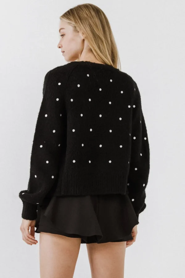 ENGLISH FACTORY Sweaters & Knits*- Dot Embroidered Cardigan