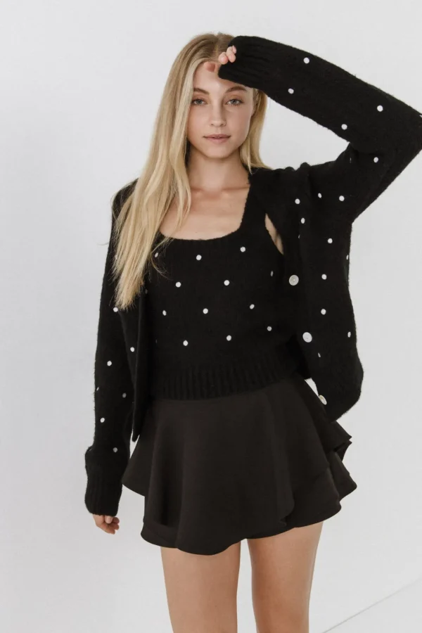 ENGLISH FACTORY Sweaters & Knits*- Dot Embroidered Cardigan