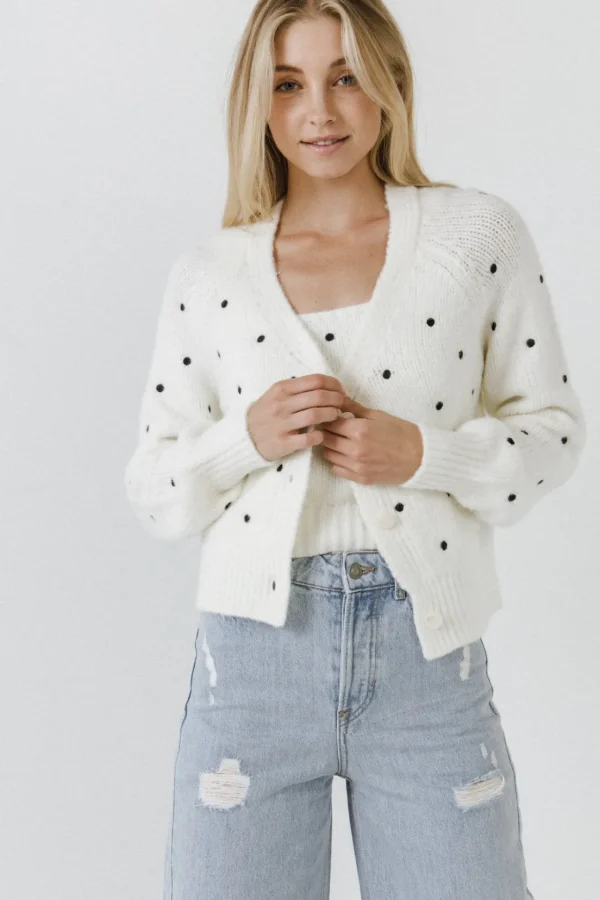 ENGLISH FACTORY Sweaters & Knits*- Dot Embroidered Cardigan