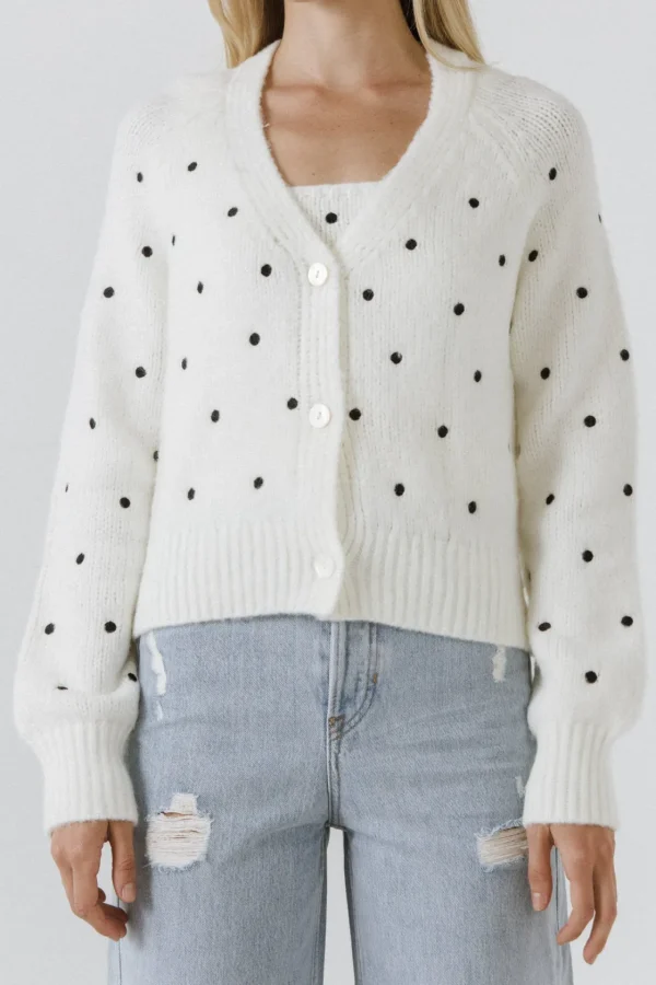 ENGLISH FACTORY Sweaters & Knits*- Dot Embroidered Cardigan