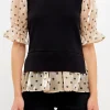 ENGLISH FACTORY Sweaters & Knits | Tops*- Dot Mixed Sweater Top BLACK/BEIGE
