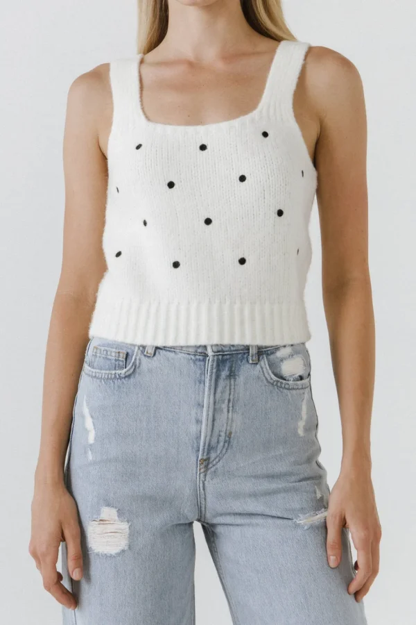 ENGLISH FACTORY Tops*- Dot Sweater Tank Top