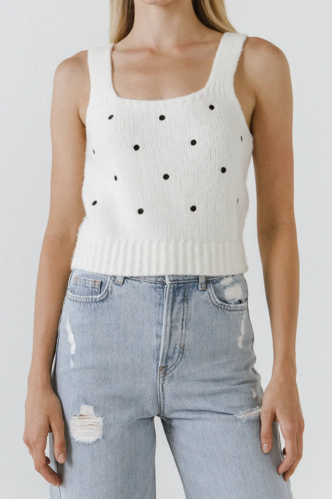 english_factory__dot_swea_0.webp ENGLISH FACTORY Tops*- Dot Sweater Tank Top