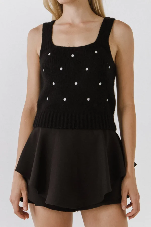 ENGLISH FACTORY Tops*- Dot Sweater Tank Top