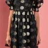 ENGLISH FACTORY Little Black Dress*- Dotted Organza Mini Dress BLACK