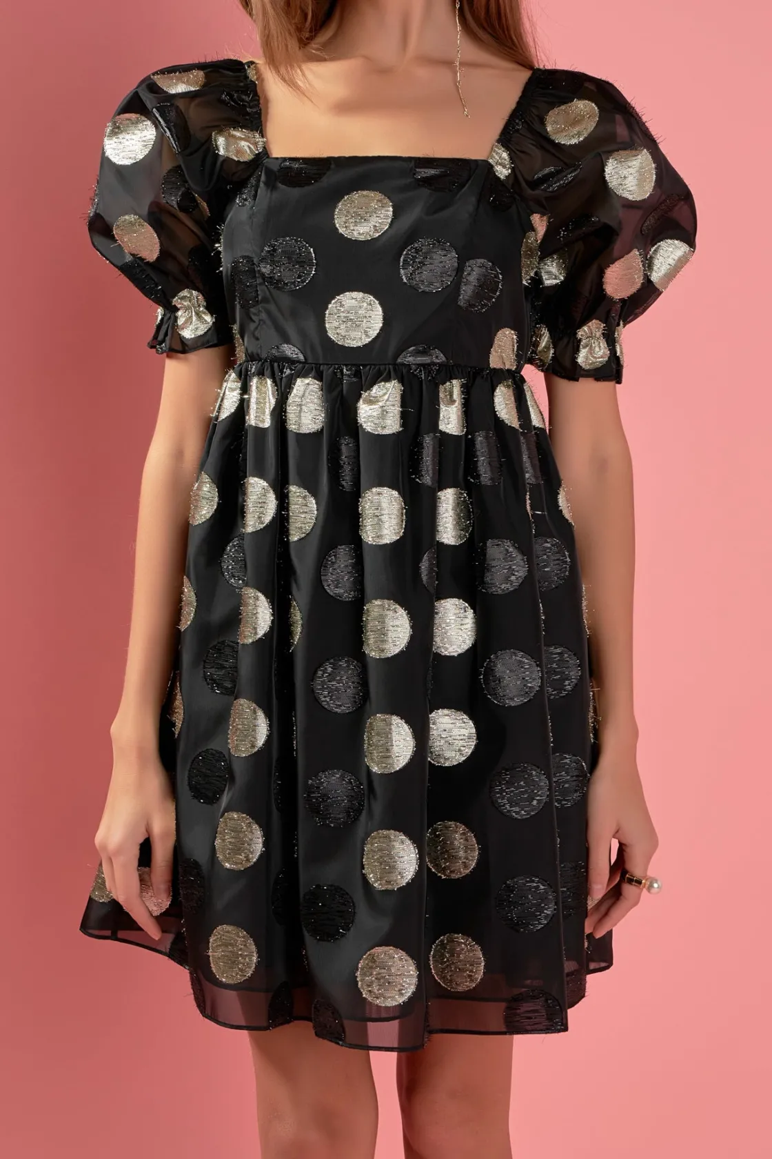 english_factory__dotted_o_0.webp ENGLISH FACTORY Little Black Dress*- Dotted Organza Mini Dress BLACK