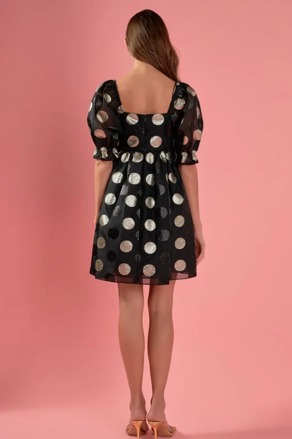 ENGLISH FACTORY Little Black Dress*- Dotted Organza Mini Dress BLACK