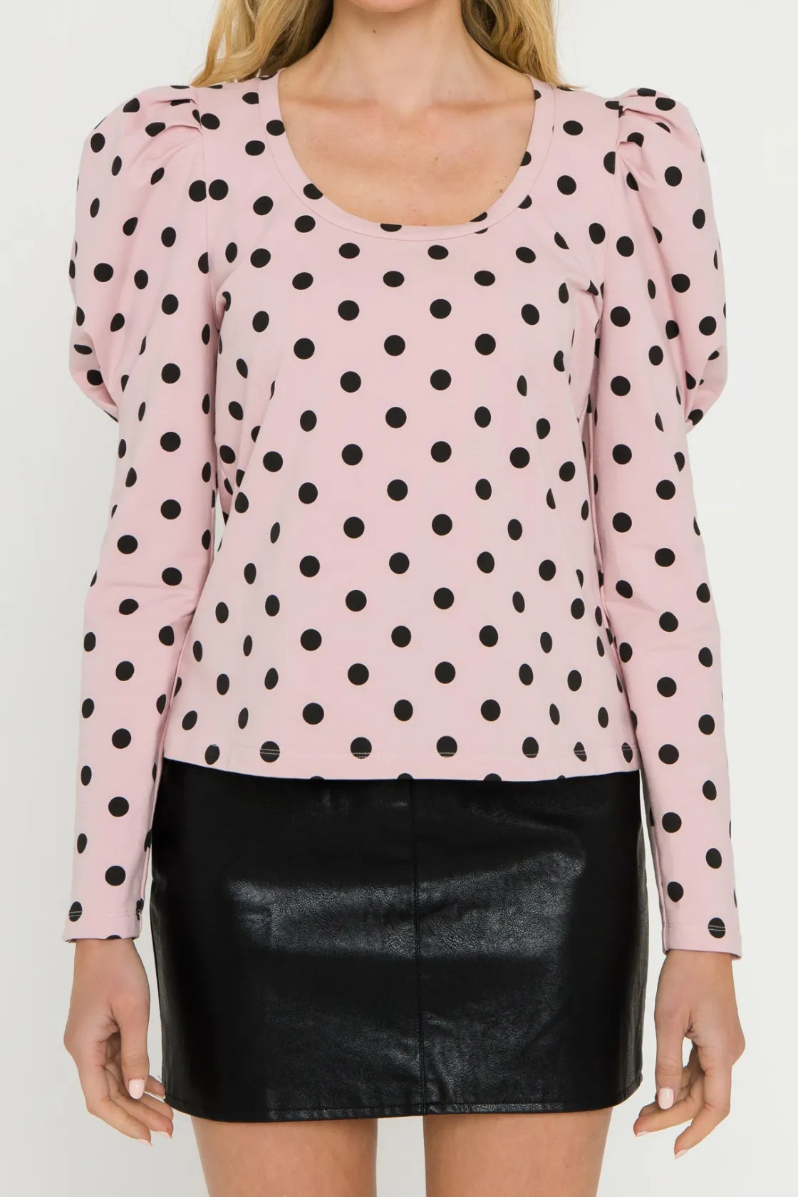 english_factory__dotted_p_0.webp ENGLISH FACTORY Tops*- Dotted Puff Long Sleeve T-shirt PINKMULTI