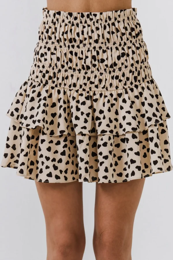 ENGLISH FACTORY Skirts | Tops*- Dotted Smocked Skirt BEIGE/BLACK