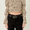 ENGLISH FACTORY Tops*- Dotted Smocked Top BEIGE/BLACK