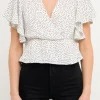 ENGLISH FACTORY Tops*- Dotted Wrapped Top WHITE/BLACKDOT