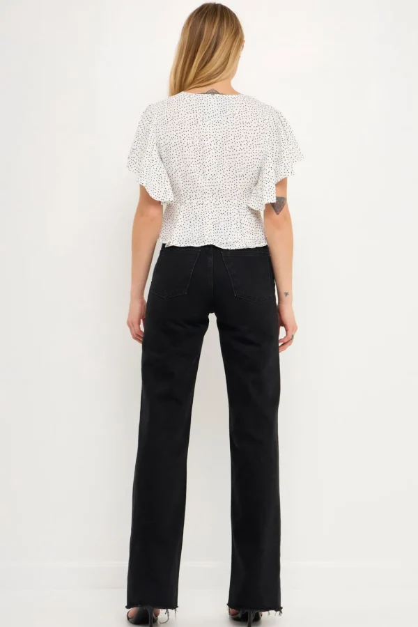 ENGLISH FACTORY Tops*- Dotted Wrapped Top WHITE/BLACKDOT