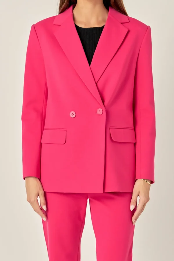 ENGLISH FACTORY Sweaters & Knits | Matching Sets*- Double-breasted Knit Blazer FUCHSIA