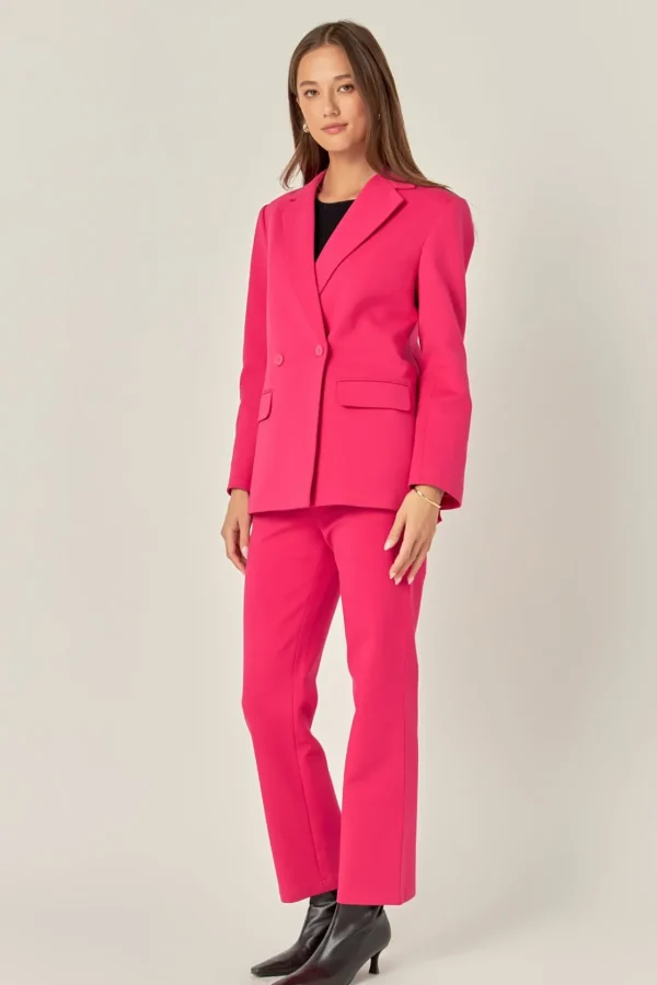 ENGLISH FACTORY Sweaters & Knits | Matching Sets*- Double-breasted Knit Blazer FUCHSIA