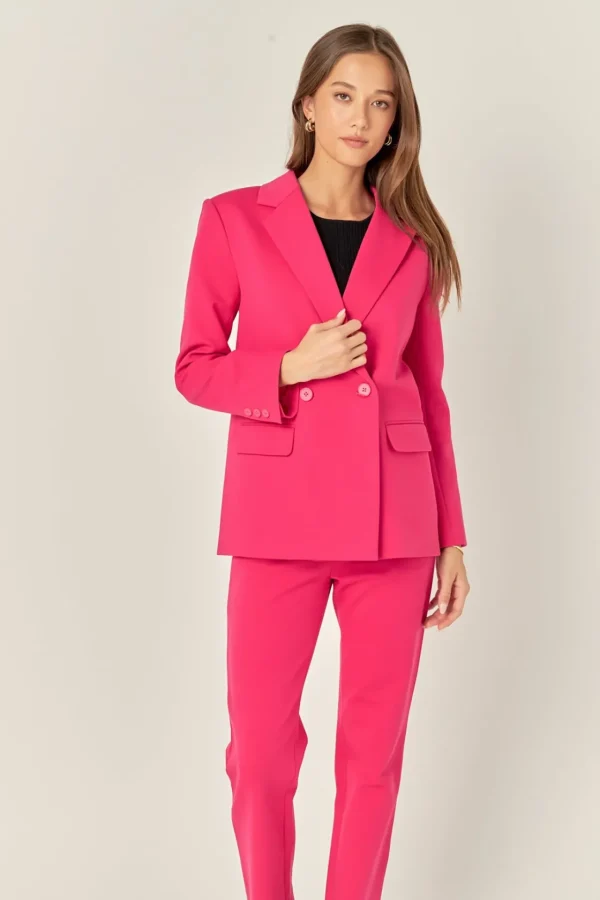 ENGLISH FACTORY Sweaters & Knits | Matching Sets*- Double-breasted Knit Blazer FUCHSIA