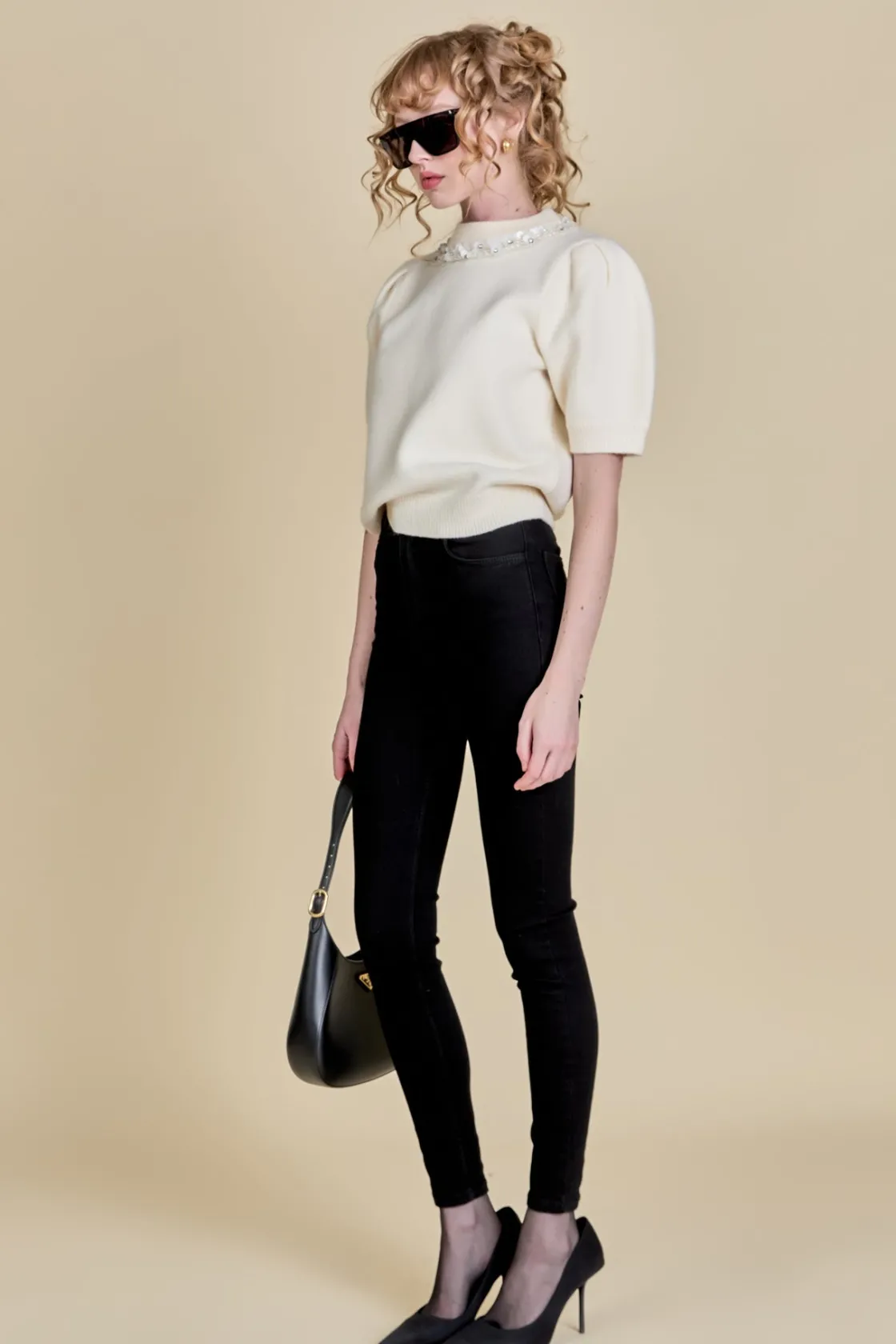 english_factory__embellis_1-1.webp ENGLISH FACTORY Sweaters & Knits | Tops*- Embellishment Puff Sleeve Knit OFFWHITE