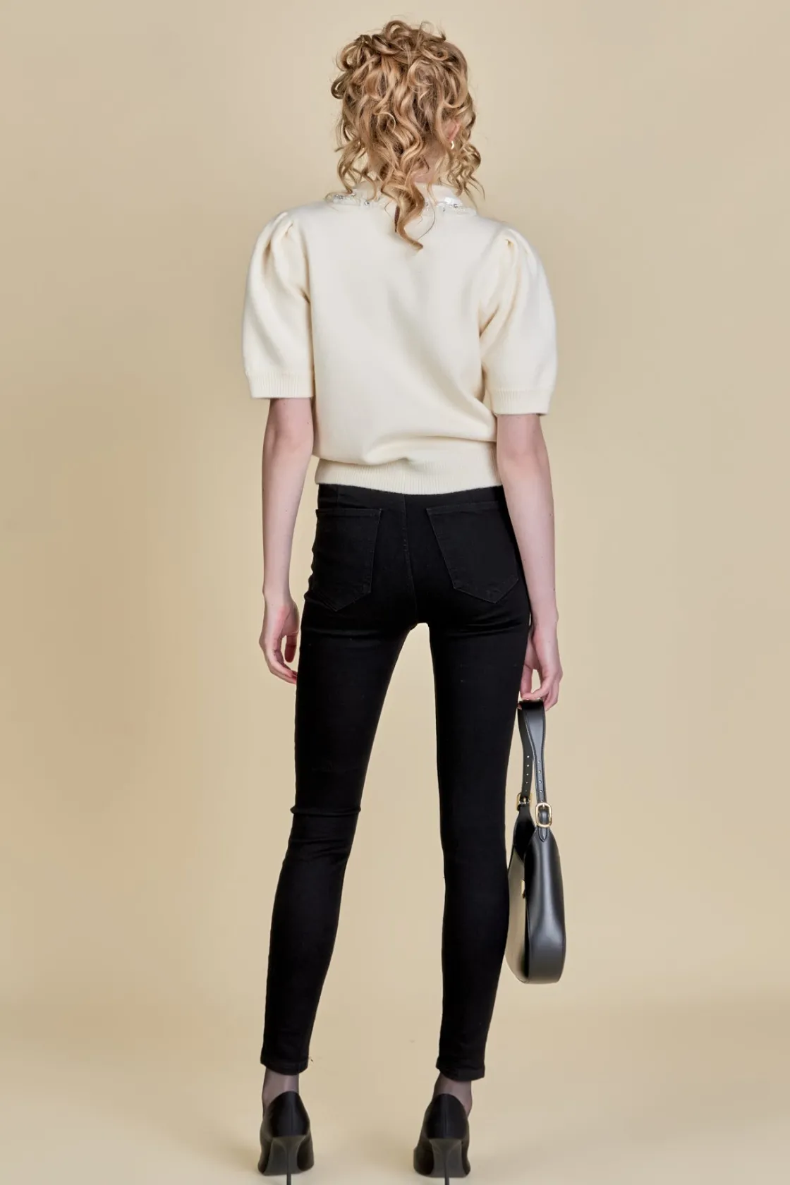 english_factory__embellis_2-1.webp ENGLISH FACTORY Sweaters & Knits | Tops*- Embellishment Puff Sleeve Knit OFFWHITE