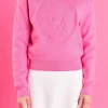 ENGLISH FACTORY Tops*- Embo Logo Knit Sweater PINK