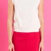 ENGLISH FACTORY Tops*- Embo Logo Knit Vest IVORY
