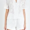 ENGLISH FACTORY Matching Sets | Tops*- Embroidered Cotton Camp Shirt