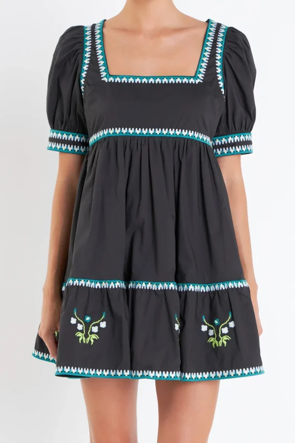 ENGLISH FACTORY Floral Dresses | Tops*- Embroidered Short Sleeve Dress