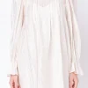 ENGLISH FACTORY Boho Dresses | White Dresses*- Embroidered Organza Smock Neck Dress IVORY