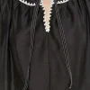 ENGLISH FACTORY Tops*- Embroidery Bow Detailed Top BLACK/WHITE