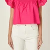 ENGLISH FACTORY Tops*- Embroidered Off the Shoulder Top FUCHSIA