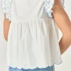ENGLISH FACTORY Tops*- Embroidered Scallop Top WHITE