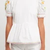 ENGLISH FACTORY Tops*- Embroided Peplum Top IVORY/MULTI