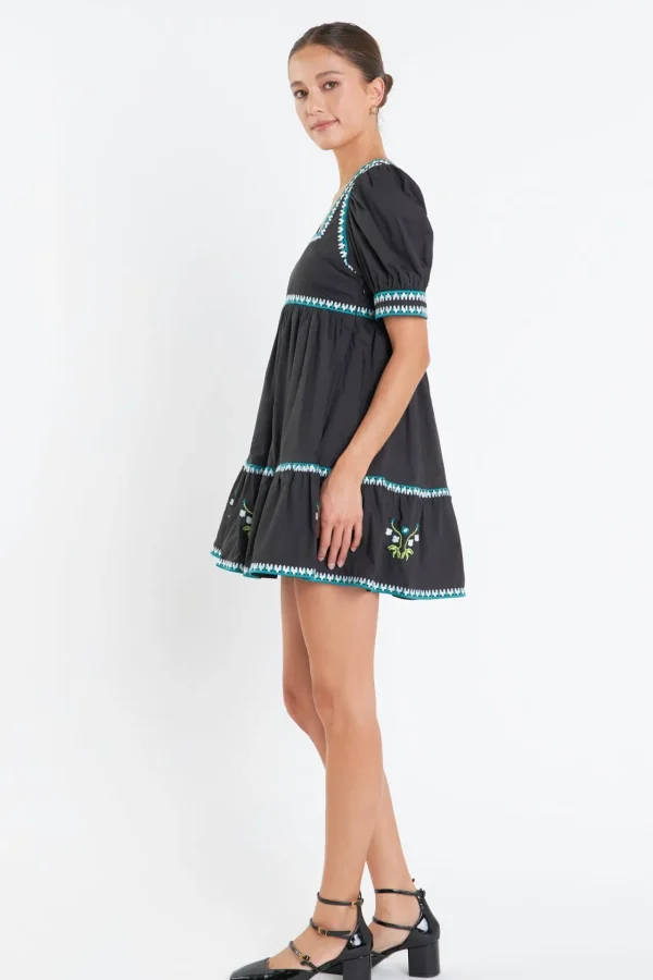 ENGLISH FACTORY Floral Dresses | Tops*- Embroidered Short Sleeve Dress