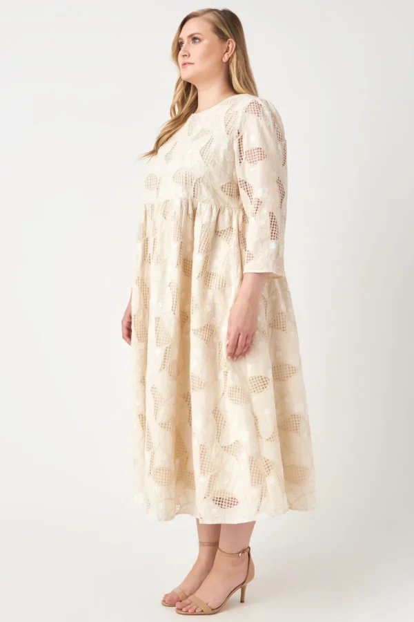 ENGLISH FACTORY Lace Dresses | Tops*- Embroidered Lace Midi Dress IVORY