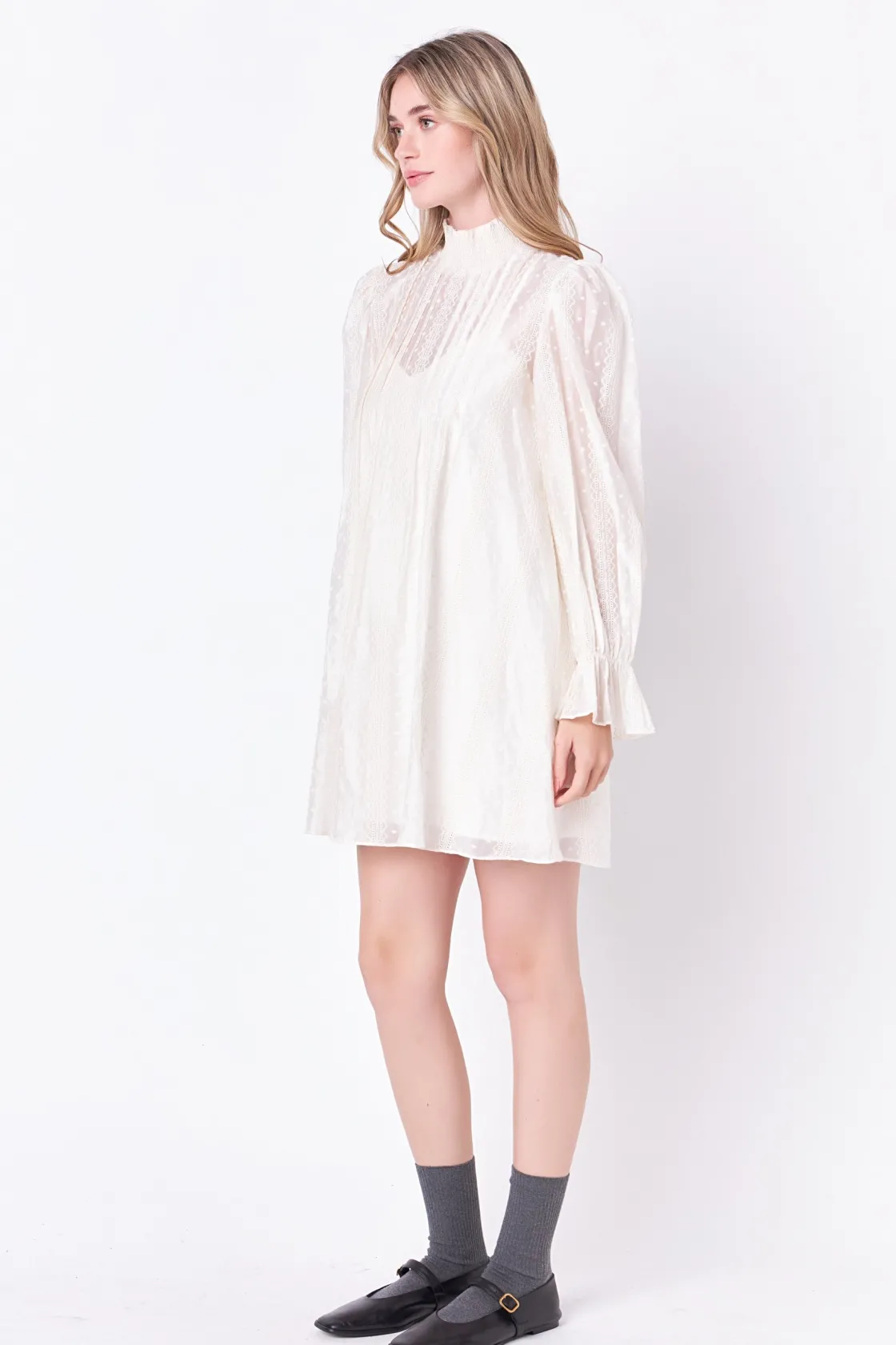 english_factory__embroide_1-25.webp ENGLISH FACTORY Boho Dresses | White Dresses*- Embroidered Organza Smock Neck Dress IVORY
