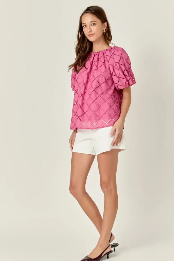 ENGLISH FACTORY Tops*- Embroidered Cotton Top BERRYPINK