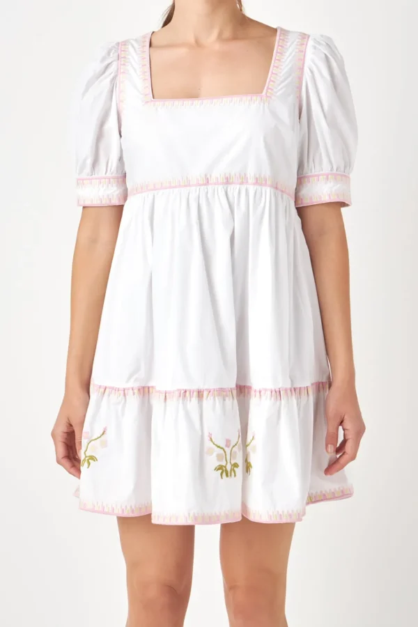 ENGLISH FACTORY Floral Dresses | Tops*- Embroidered Short Sleeve Dress