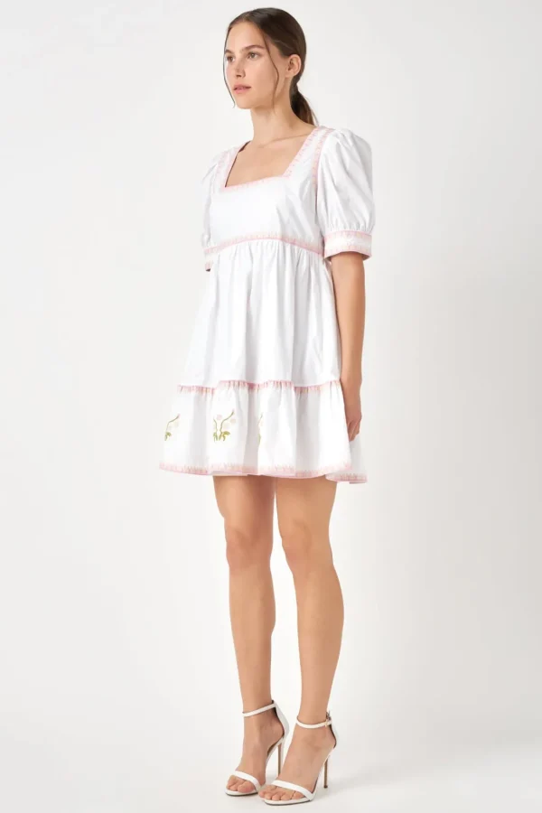 ENGLISH FACTORY Floral Dresses | Tops*- Embroidered Short Sleeve Dress