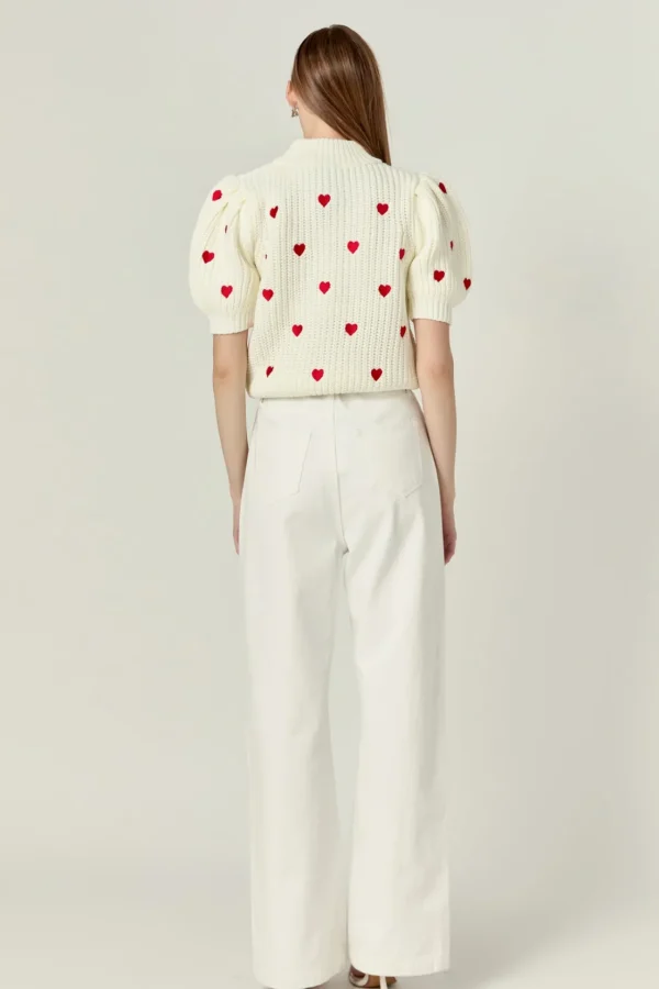 ENGLISH FACTORY Sweaters & Knits | Tops*- Embroidered Heart Sweater