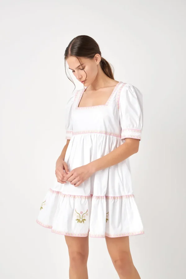 ENGLISH FACTORY Floral Dresses | Tops*- Embroidered Short Sleeve Dress