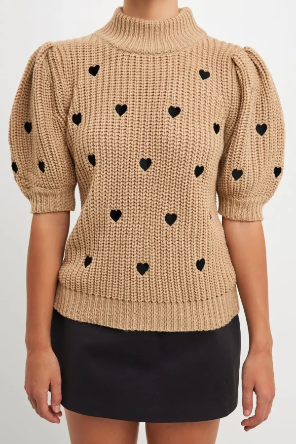 ENGLISH FACTORY Sweaters & Knits | Tops*- Embroidered Heart Sweater