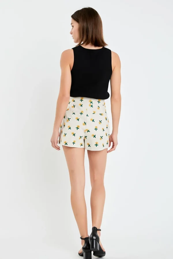 ENGLISH FACTORY Shorts & Skorts | Tops*- Embroidered Linen Shorts BEIGE