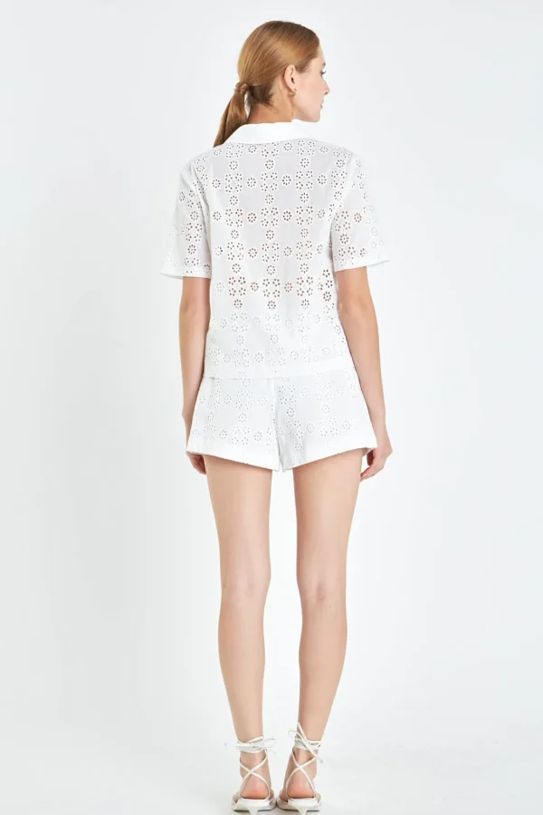 ENGLISH FACTORY Matching Sets | Tops*- Embroidered Cotton Camp Shirt