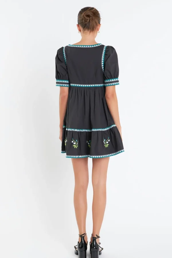 ENGLISH FACTORY Floral Dresses | Tops*- Embroidered Short Sleeve Dress