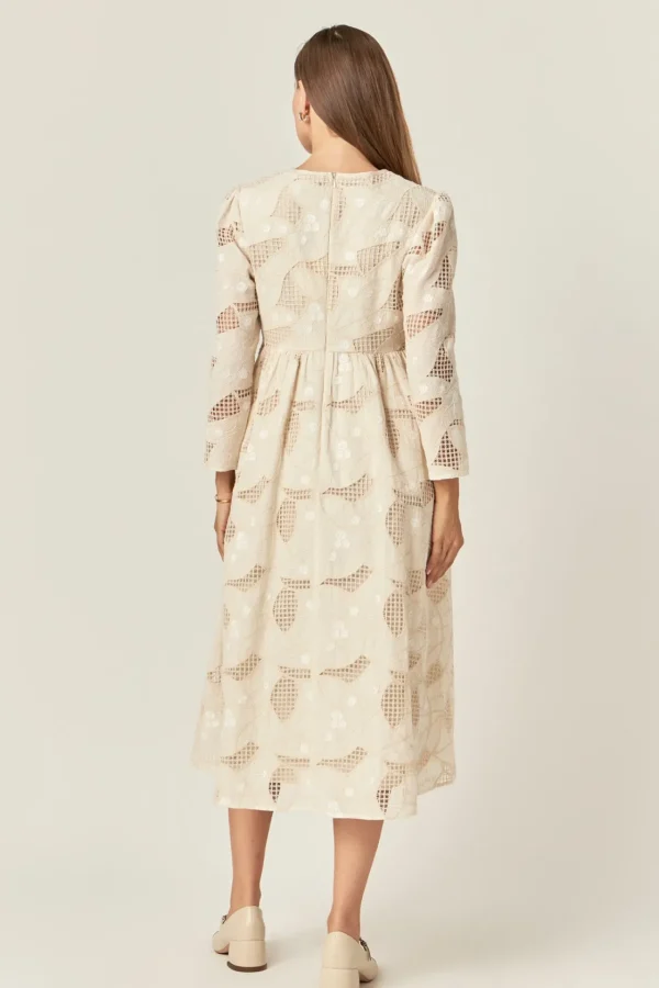 ENGLISH FACTORY Lace Dresses | Tops*- Embroidered Lace Midi Dress IVORY