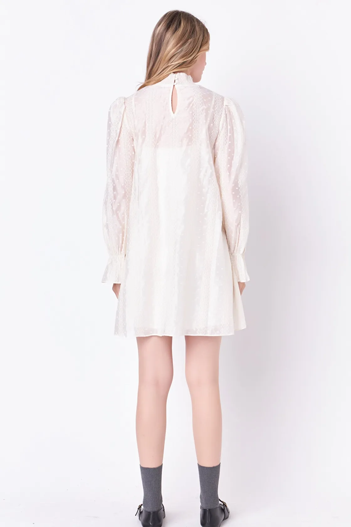 english_factory__embroide_2-25.webp ENGLISH FACTORY Boho Dresses | White Dresses*- Embroidered Organza Smock Neck Dress IVORY