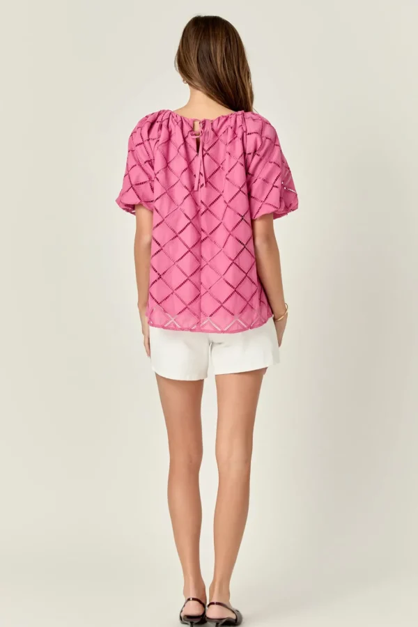 ENGLISH FACTORY Tops*- Embroidered Cotton Top BERRYPINK