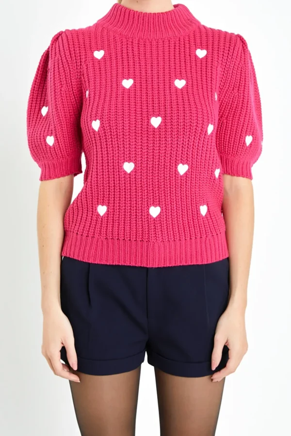 ENGLISH FACTORY Sweaters & Knits | Tops*- Embroidered Heart Sweater
