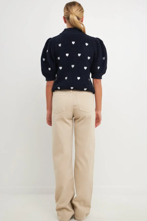 ENGLISH FACTORY Sweaters & Knits | Tops*- Embroidered Heart Sweater