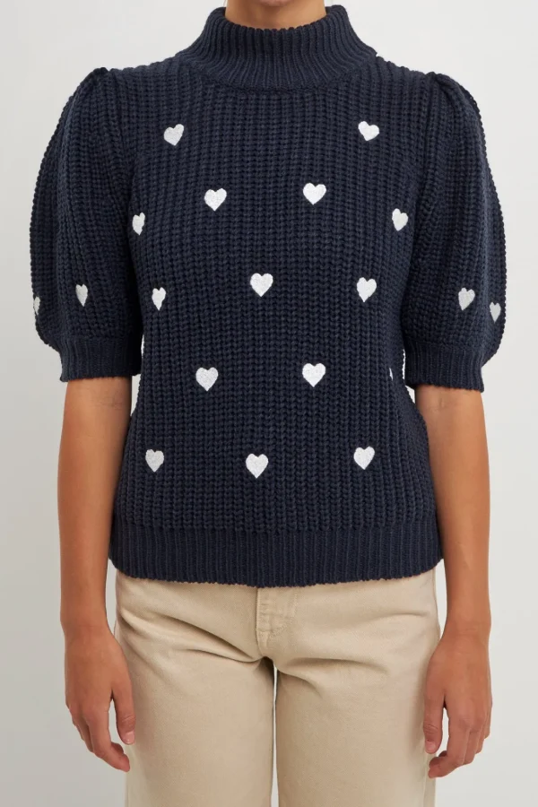 ENGLISH FACTORY Sweaters & Knits | Tops*- Embroidered Heart Sweater